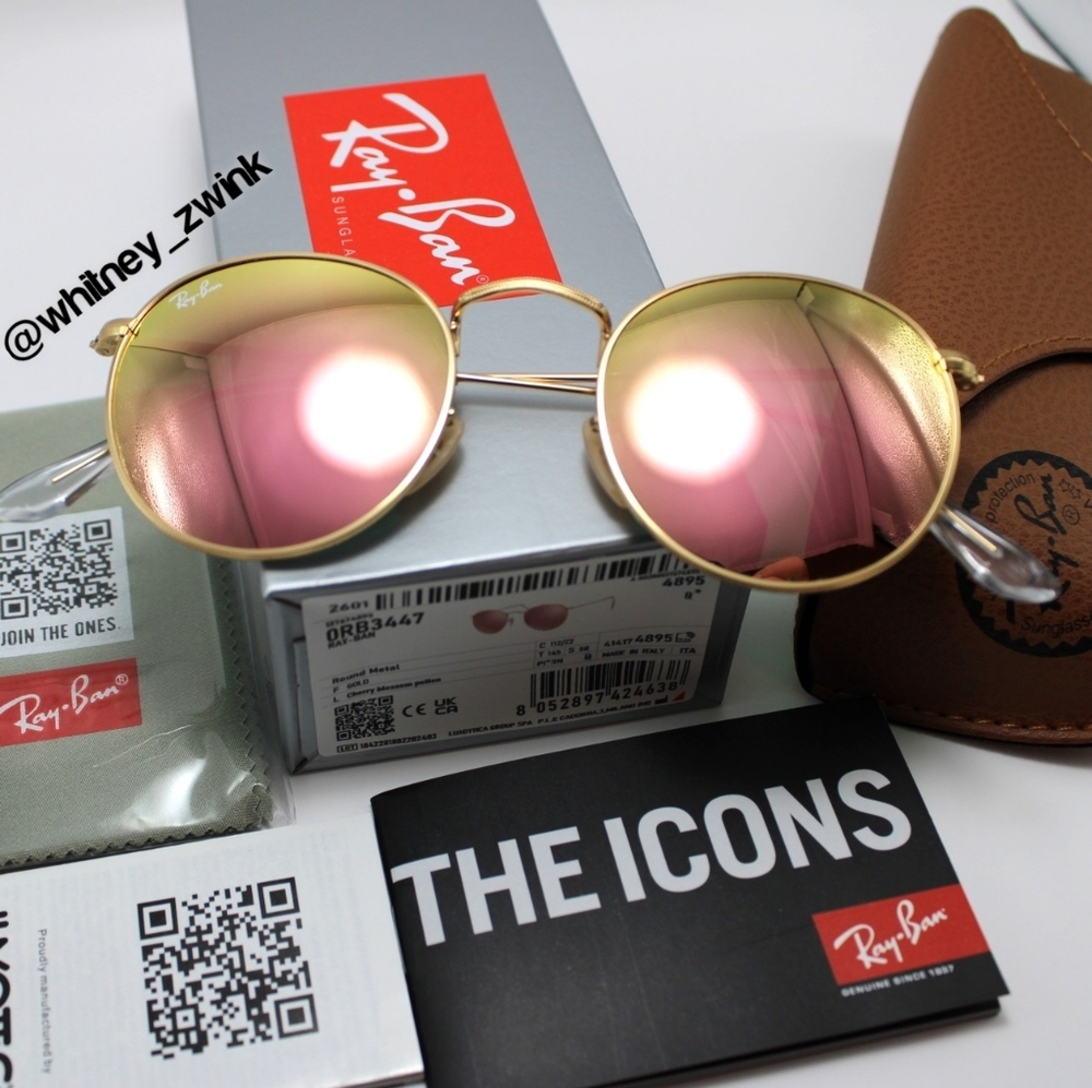 Model Display Ray-Ban Round Metal Pink Mirror RB3447 50 - Picture 3 of 17